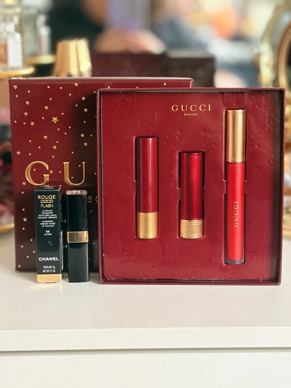 Gucci Limited Edition Rosso Áncora Gift Set & Chanel Rouge Coco 68
